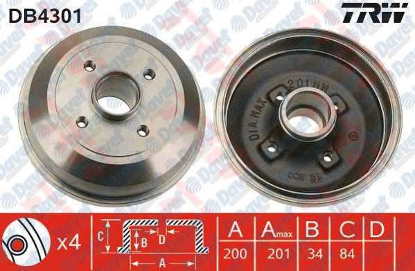 TRW DB4301 Arka Fren Kampanasi Corsa C  Abs Haric